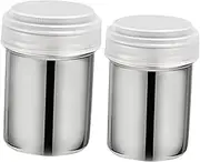 2pcs Metal Sugar Powder Cocoa Portable Stainless Steel Shaker Dispenser for Baking Fine Mesh Powder Shaker Duster Lid Easy Open Close Kitchen Tool
