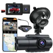 Dash Cam Front and Rear 4K+2K, 3 Channel Dash Camera Built-in WiFi GPS, Full ...