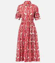 [La DoubleJ] La DoubleJ Libertine printed cotton shirt dress UK 16 red