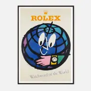 Galrie Herbert Leupin Vintage Rolex Watch Art Print - Iconic Mid-Century Design, Black Frame, A4 21 x 30cm (8 x 12inch)