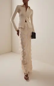[Paris Georgia] Iona Fringed Jacquard Maxi Skirt