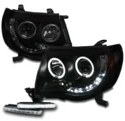 For 05-11 Toyota Tacoma LED CCFL Halo Projector Black/Smoke Headlight+DRL Signal (for: Toyota)