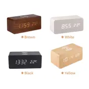 Digital Wooden Alarm Clock Electronic LED Time Display For Bedroom 10W Wir 3