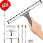Extendable Window Squeegee 12", Pro-Grade Scrubber Kit, Microfiber Pads