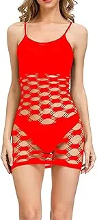 [Zylphorix] Women Fishnet Lingerie Nightdress V-Neck Sleepwear One Piece Babydoll Dress Mesh Bodysuit See Through Underwire