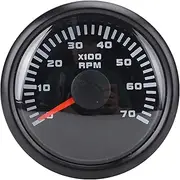 2 52mm Tachometer Gauge, 7 Color Backlight Tachometer Tacho Gauge Meter with Hour Meter, DC 9-32V 7000RPM RPM Gauge Meter for Truck Tractor Car RV Boat (Black Dial Black Cover