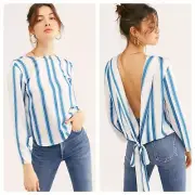 ONE TEASPOON Cocktail Stripe Backless Chloe Top Long Sleeve Womans Large NWT