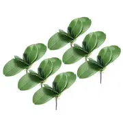 6 Pcs 5.5 Inch Faux Orchid Leaves 5 Petals Artificial Leaf with Stems