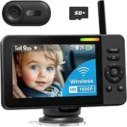 TinyShield Wireless Baby Car Camera, HD 1080P Car Baby Monitor with Night Vision, Easy Install Backseat Camera for Kids, 360 Degree Rotatable Rear Facing Car Seat Mirror for Home, Baby, Pet