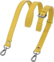 [uxcell] Genuine Leather Purse Strap, 41.7"-51.2" Adjustable Crossbody Replacement Straps 0.6" Width for Women Handbags Shoulder Bag (Earthy Yellow, Black Buckle)