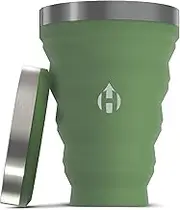 HYDAWAY Collapsible Pint - 16 oz, Silicone & Steel Rim I Collapsible Cup for Beer, Water & Soda, Portable Drinking Cup for Party, Camping, Backpacking & Hiking, Folding Travel Cups Collapse to 1-inch