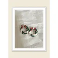在飛比找蝦皮購物優惠-二手飾品｜可愛聖誕花圈耳環耳環
