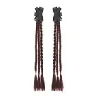 2Pcs Ballet Style Black Bow Ponytail Hair Extension Twist Braid Wig for Women