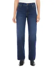 Karen Kane Mid Rise Wide Leg Jeans in Denim