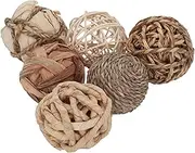 Kesywale Set of 6 Decorative Balls for Centerpiece Bowl Fillers, 2.8 inch Assorted Rattan Wicker Balls Spheres Orbs, Vase Fillers, Home Table Decor
