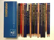 20 VINTAGE A.W.FABER "GOLDFABER" PENCILS: GRAPHITE / COPYING / COLORED - UNUSED