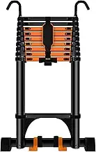 USOR 3.9M Upgraded 2.0 Telescopic Folding Aluminum Ladder with 2 Triangle Stabilizers, Stabilizer bar with Non-Slip Feet, Multi-Purpose Collapsible Foldable Ladder 180KG Capacity (Black)
