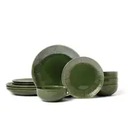 Mikasa Jardin 12 Piece Stoneware Dinner Set Green - Robins Kitchen