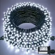 200 LED luces blancas navideñas, 66 pies, 8 modos, impermeables, enchufables