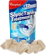 Vacplus Septic Tank Treatment - 12 Pack 1-Year Supply, Flushable & Dissolvable B