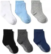 [LATRAT] 6 Pairs of Non-Slip Socks Children, ABS Socks Children Baby Boys Toddler Non-Slip Socks for 5-7 Years Non-Slip Socks Girls, 6 Colours, 6 colours, One Size
