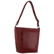 Milleni Women's Nappa Leather Shoulder Crossbody Bag w/Zip 27x30cm Red