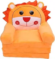 Cartoon Orange Lion Fold Out Chair Bed, 2 in 1 Flip Open Couch Children Backrest Armchair Bed Child Seat Toddler Sofa Foldable Lounger with Armrests for Playroom Bedroom (3 Tier)