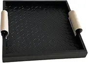 ａ aternee Jewelry Display Organizer Tray Rings Earrings Necklaces Bracelet Watch Jewelry Holder, Perfume Tray for NightStand, Bedroom, Black Square