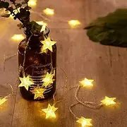 [ANJAYLIA] 20 LED Star String Lights 10 FT Fairy Christmas Lights Battery Operated for Indoor & Outdoor, Party, Wedding and Holiday Decorations Warm White