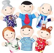6 Pcs Family Style Hand Puppets Soft Plush Puppets Family Members Hand Puppets Cute Toys for Teachers Parents Shows Story Time Playtime Schools, Grandparents, Mom, Dad, Brother, Sister
