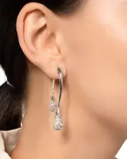 Alexis Bittar Solanales Crystal Front to Back Drop Earrings in Rhodium Plated