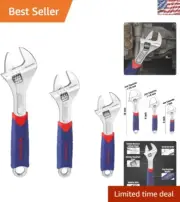 High-Strength Adjustable Wrench Set - 3-Piece Chrome Vanadium, Anti-Slip Handle