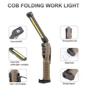 Foldable USB Rechargeable LED COB Work Light Lamp Flashlight Torch Magnetic Base