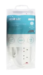 6 Gang Extension Lead With Neon Light & Surge Protection