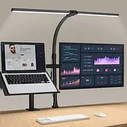 LED Double Head Desk Lamp 24W Brightest Architect Double Swing-arm Table Lamps for Workbench, Monitor, Home Reading, Offices, Bedrooms and Dormitories