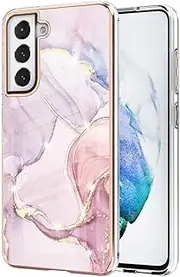 [SATURCASE] Case for Samsung Galaxy S21 FE 5G, Beautiful Marble Ultra Thin Soft TPU Silicone Border PC Panel Protective Back Cover for Samsung Galaxy S21 FE 5G (YJ-2)