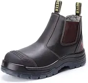 [ROCKROOSTER] Men's 6 inch Chelsea Boots, Steel Toe, Static Dissipative, Dark Brown, ASTM F2413 Safety Slip-on Work Boots AK229