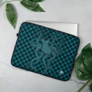 CAVIS Checkered Camouflage Octopus Laptop Sleeve, Fun Retro 80’s Sea Life Case