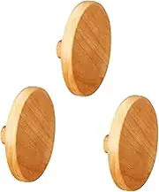 3Pcs Wooden Coat Hooks Door Hanging Holder Handmade Modern Hanger Craft Clothes Rack Round Wall Hooks for Bags Scarf Entrance, 12.5cm Dia