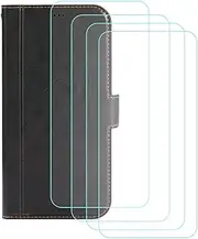 LCEHTOGYE Cover for Nokia C110 + 4 Slice HD Tempered Glass,Shell PU BracketBumper Protective Back Case - Anti-Scratch Screen Protector for Nokia C110-YSN2 - Black