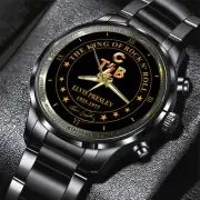 E.lvis Presley Rock I.con Watch – Black Stainless Steel Music Fan Collector Gift
