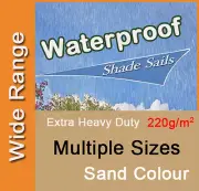 Heavy Duty Waterproof Shade Sail Sand Beige Cream Rain Triangle Square Rectangle