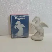 Vintage 1984 Miniature Bisque Porcelain Unicorn and Pegasus w/ Original Box