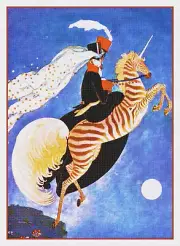 Art Deco Zebra Unicorn Vogue Cover Benito Counted Cross Stitch Pattern