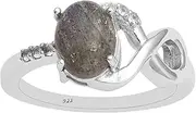 [MOONEYE] Vintage Style Infinity & Accent Of White Topaz Oval Labradorite Gemstone Ring