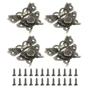 4 Pcs Hasp Latch, 43 x 51mm Butterfly Decorative Retro Box Toggle Latch, Bronze