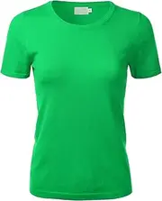 [FLORIA] Women's Soft Basic Crew Neck Pullover Short Sleeve Knit Sweater (S-XL)