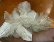 Vintage Millinery 1940s Organza Silk Flowers Leaves Cream White 1 Spray Japan