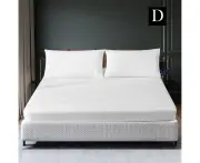 JustLINEN 300 TC Double Size Bedding Soft Bed Sheet Set - White