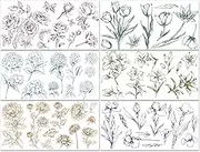 PLIGREAT 6 Sheets Vintage Flowers Rub on Transfers for Crafts, 15x30 cm Rose Tulip Lily Transfer Stickers Waterproof Hydrangea Iris Rub on Decals for Wood Furniture Scrapbook Home Decorations
